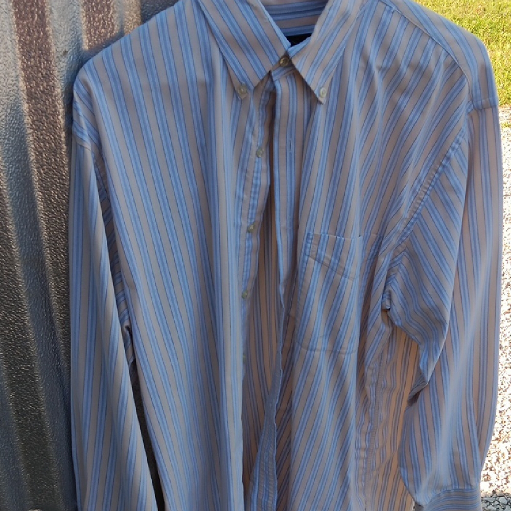 Blue Striped Men's Shirt Jos A Bank Large